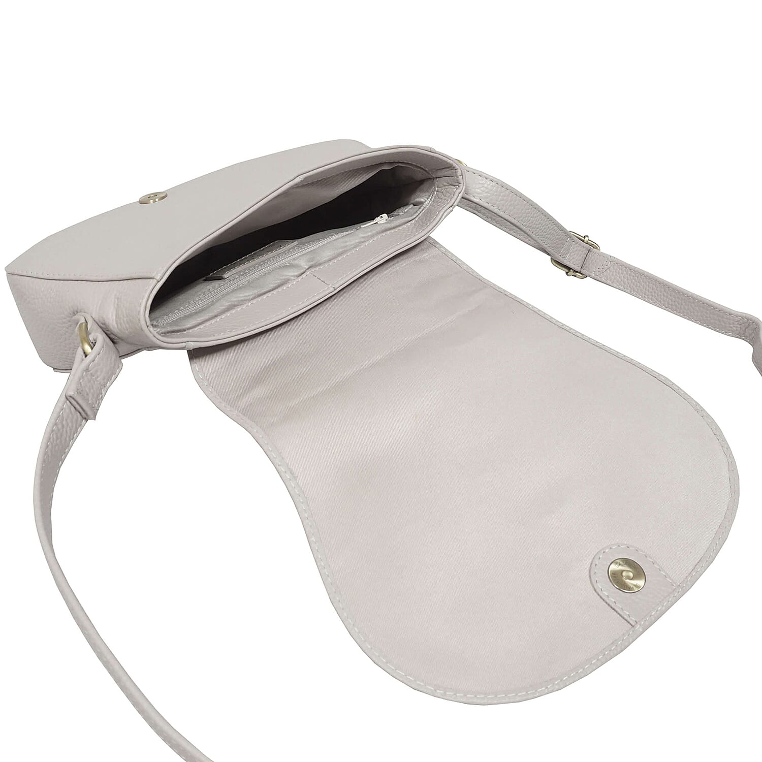 ASSOTS LONDON Carmel 100% Genuine Leather Handbag with Magnetic Closure and Shoulder Strap (Size 23x20x6 Cm) - Light Grey