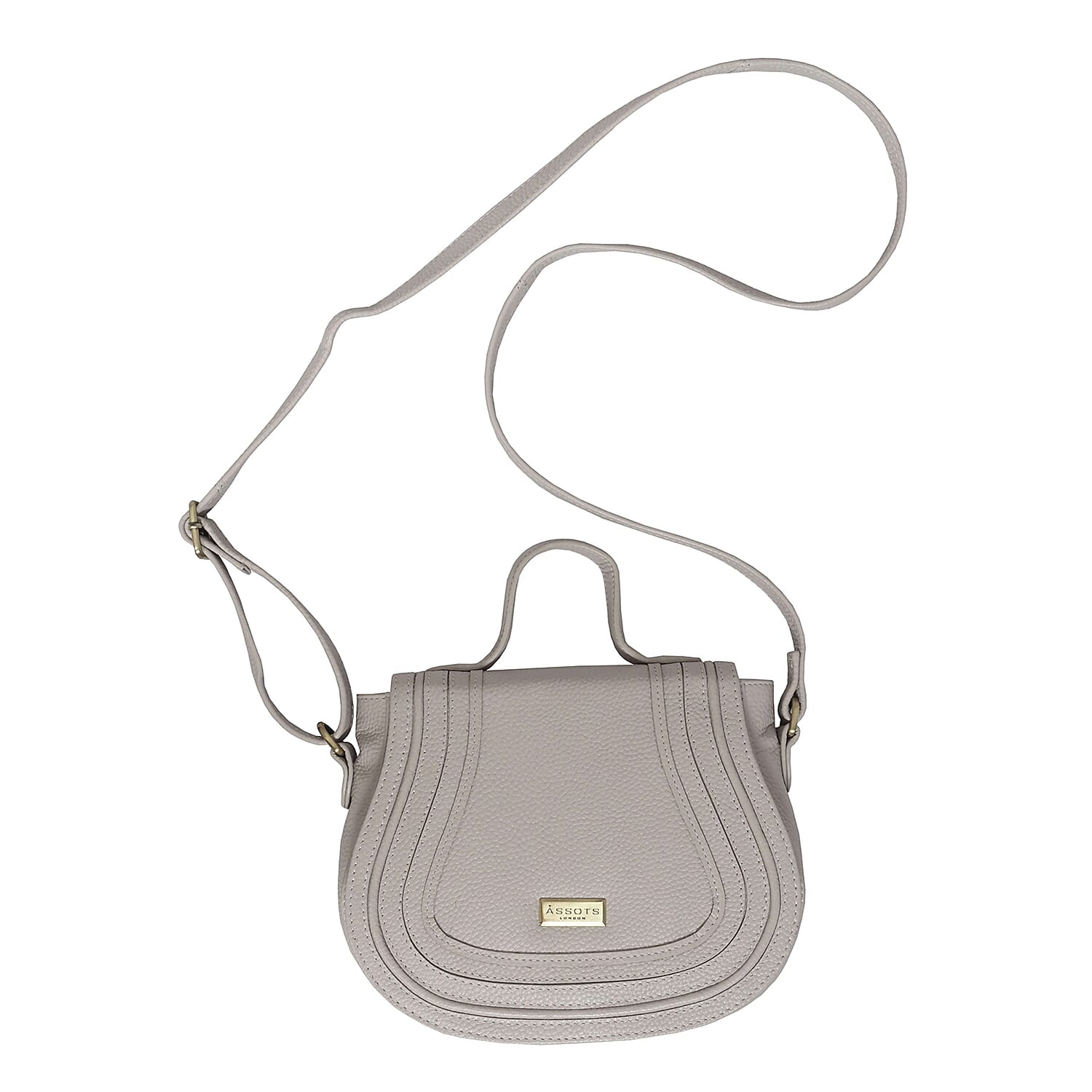 ASSOTS LONDON Carmel 100% Genuine Leather Handbag with Magnetic Closure and Shoulder Strap (Size 23x20x6 Cm) - Light Grey