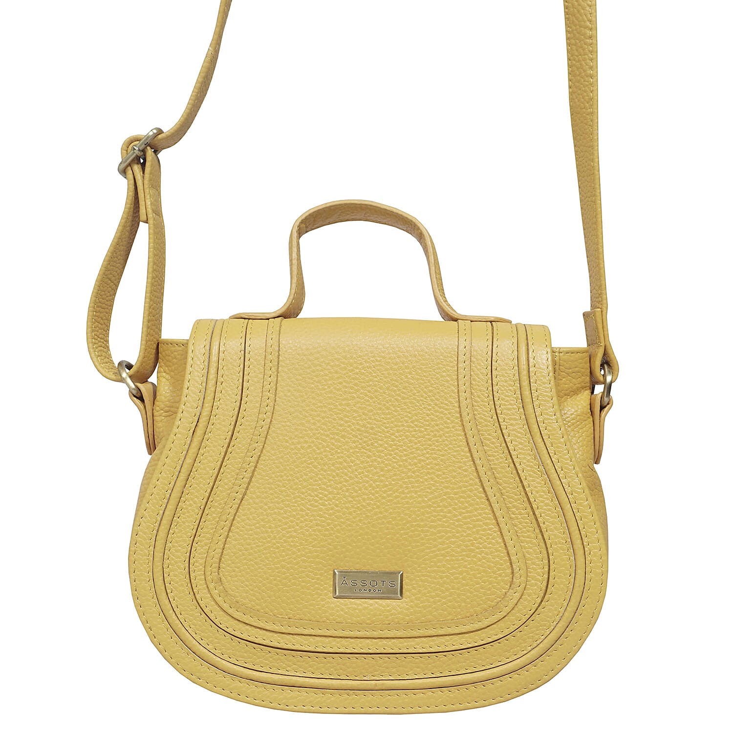 ASSOTS LONDON Carmel 100% Genuine Leather Handbag with Magnetic Closure and Shoulder Strap (Size 23x20x6Cm) - Mustard