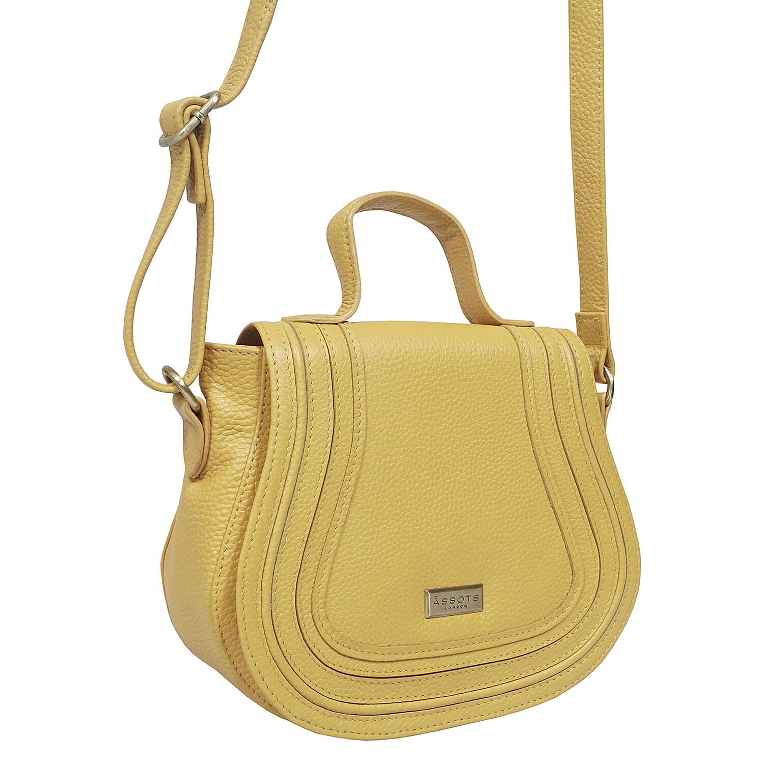 ASSOTS LONDON Carmel 100% Genuine Leather Handbag with Magnetic Closure and Shoulder Strap (Size 23x20x6Cm) - Mustard
