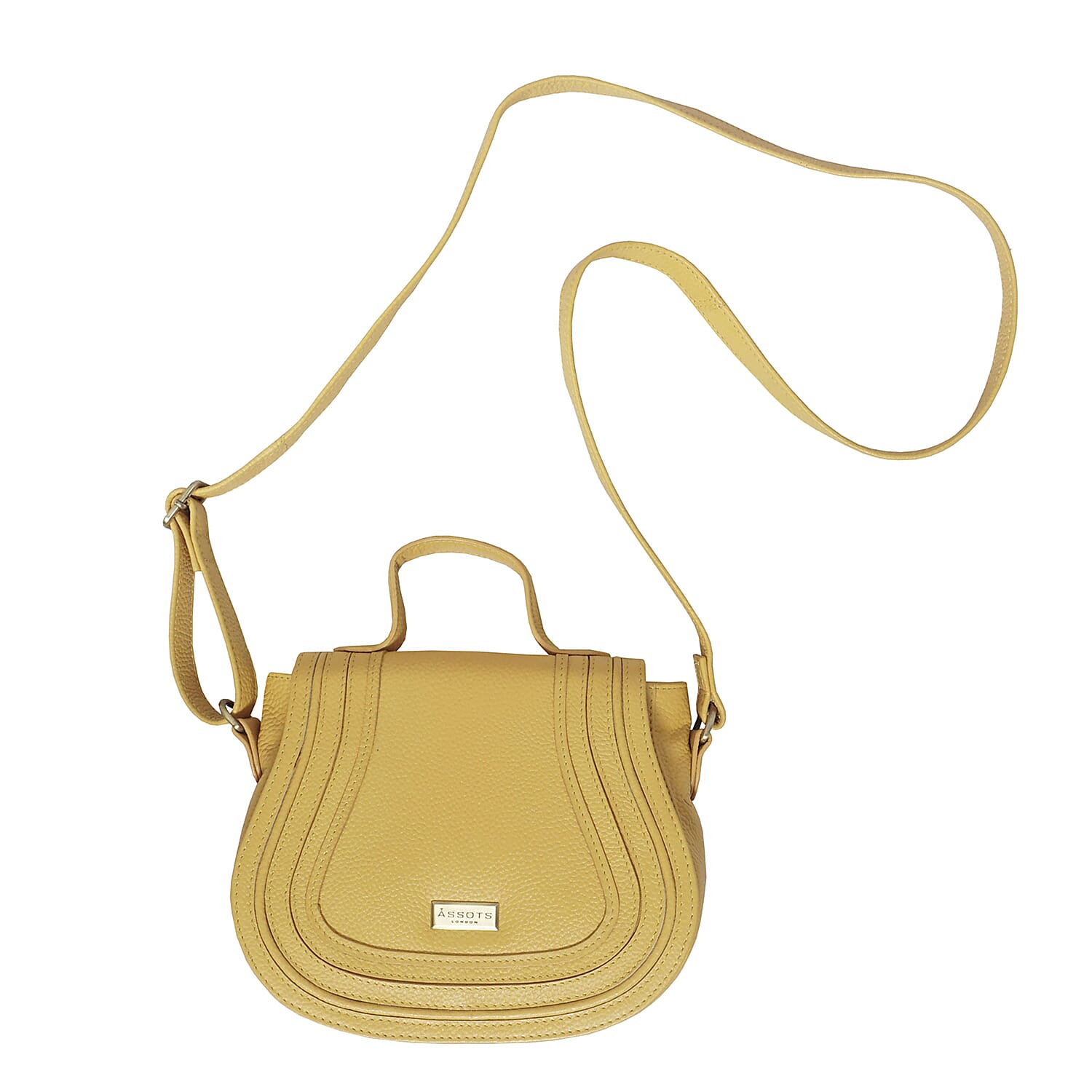 ASSOTS LONDON Carmel 100% Genuine Leather Handbag with Magnetic Closure and Shoulder Strap (Size 23x20x6Cm) - Mustard