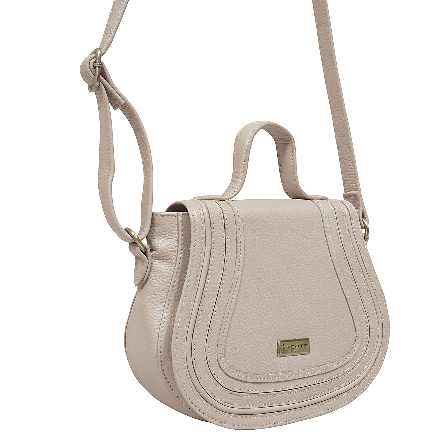ASSOTS LONDON Carmel 100% Genuine Leather Handbag with Magnetic Closure and Shoulder Strap - Light Pink
