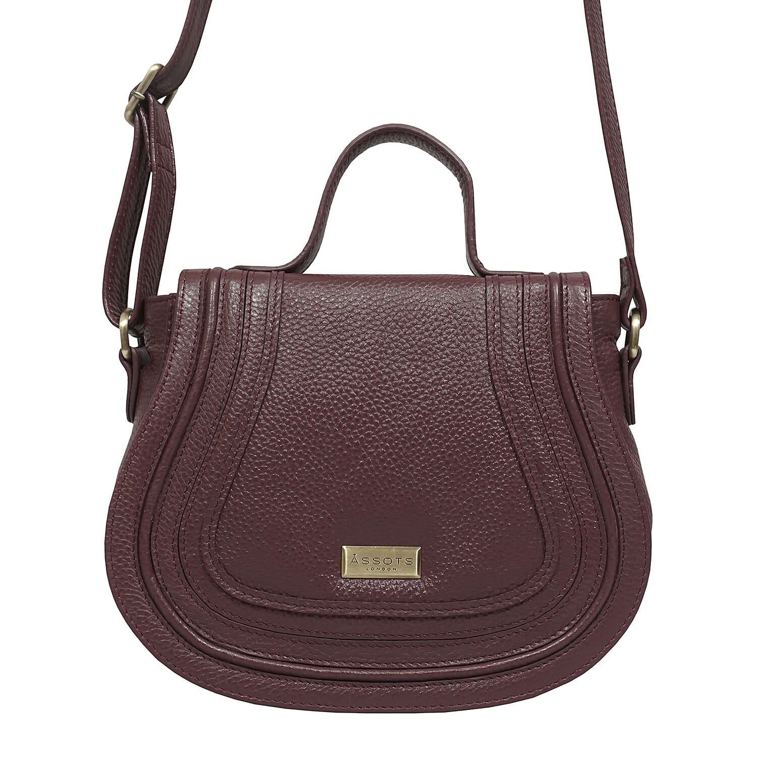 ASSOTS LONDON Carmel 100% Genuine Leather Handbag with Magnetic Closure and Shoulder Strap (Size 23x20x6Cm) - Maroon & Red