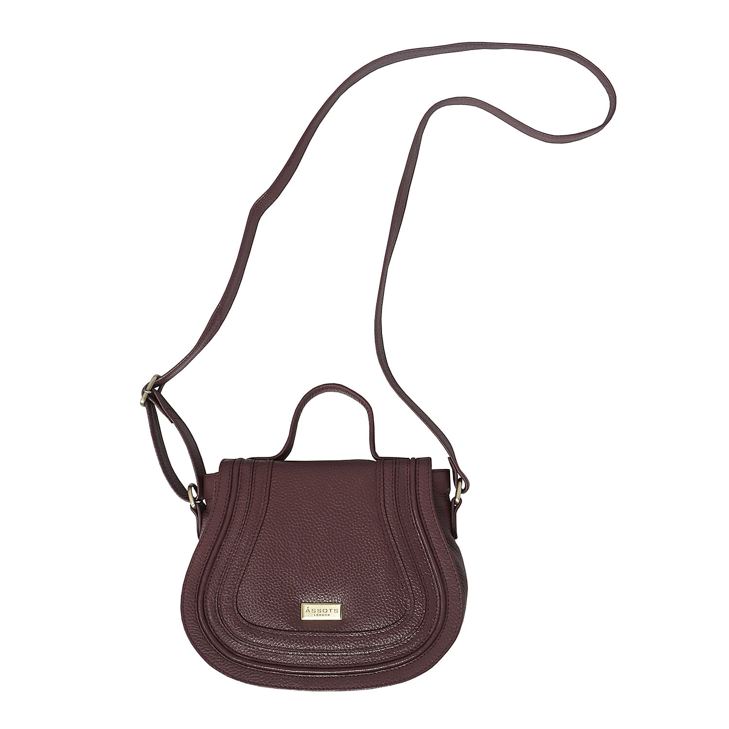 ASSOTS LONDON Carmel 100% Genuine Leather Handbag with Magnetic Closure and Shoulder Strap (Size 23x20x6Cm) - Maroon & Red