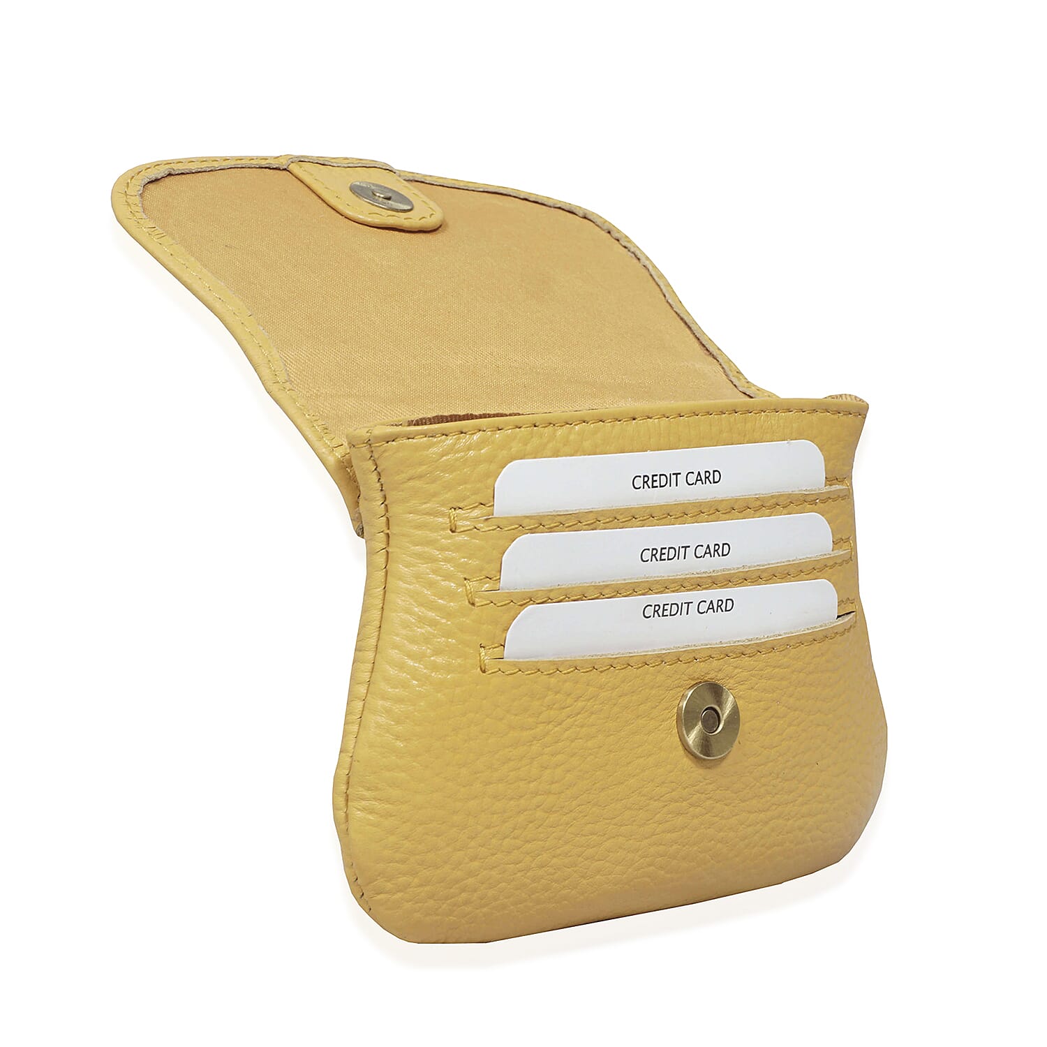 ASSOTS LONDON Carmel 100% Genuine Leather Purse with Magnetic Closure (Size 14x11Cm) - Mustard