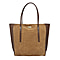 ASSOTS LONDON Isla Genuine Leather Croc Pattern Plus Suede Shopper Bag Fully Lined with Zipper Closure  Tan