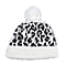 TJC Essential Leopard Pattern Jojoba Infused Bobble Hat with Lining  - Black & White