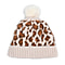 TJC Essential Leopard Pattern Jojoba Infused Bobble Hat with Lining  - Brown & Beige