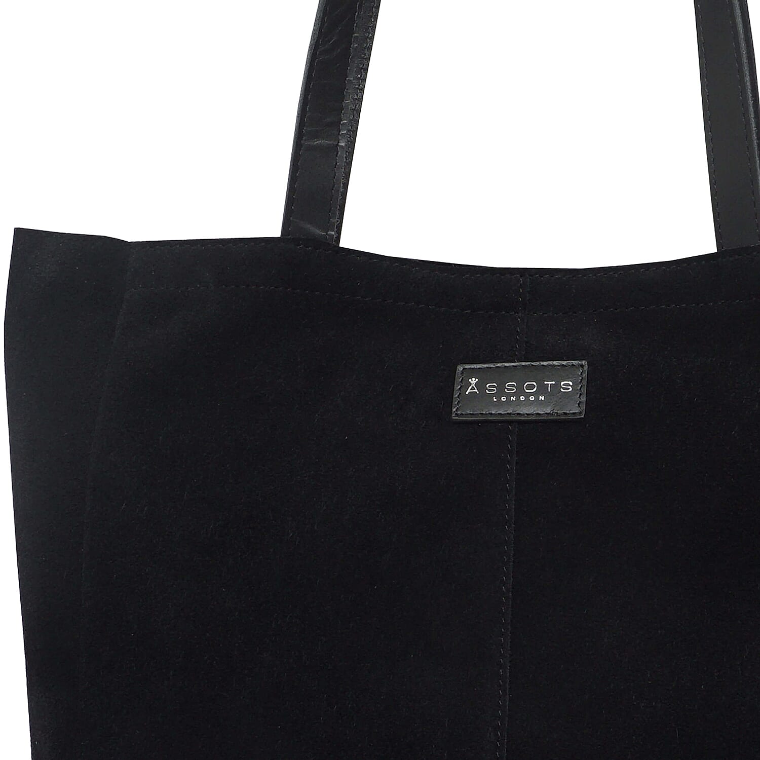 DOD - ASSOTS LONDON Paige Genuine Leather Suede & Metallic Tote Bag - Black & Pewter