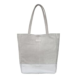 DOD - ASSOTS LONDON Paige Genuine Leather Suede & Metallic Tote Bag - Black & Pewter