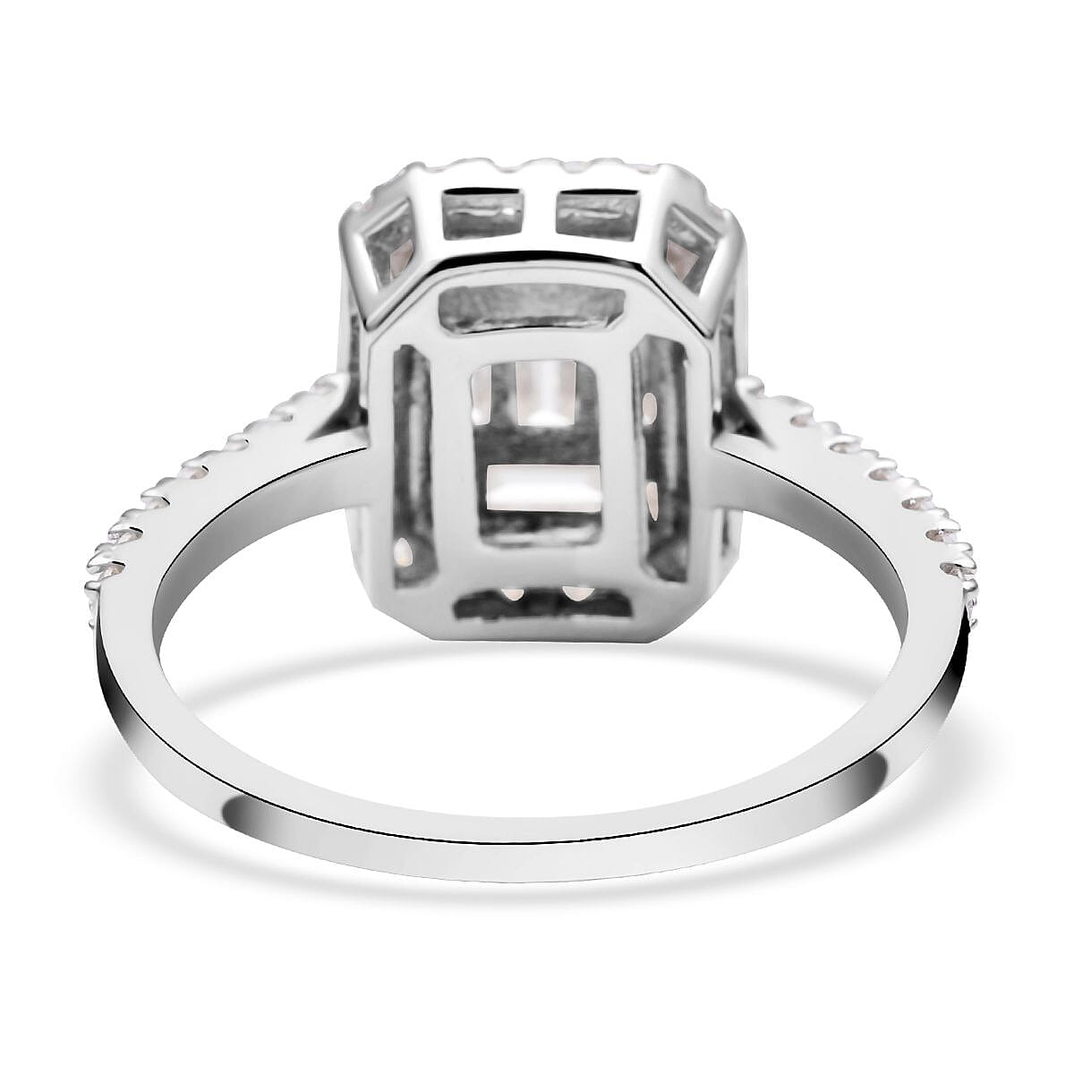 Moissanite Ring in Rhodium Overlay Sterling Silver 1.16 Ct.