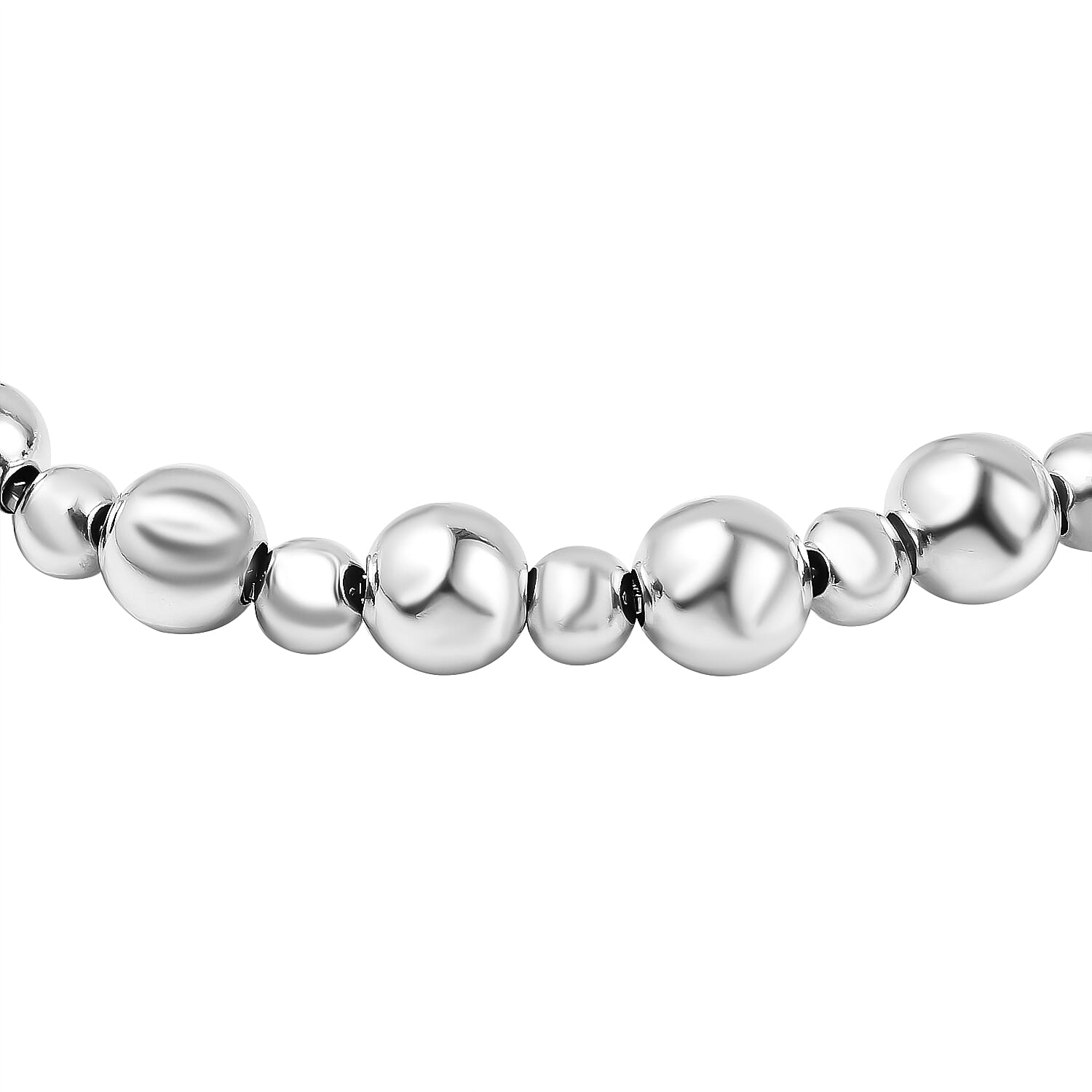 Sterling Silver Ball Adjustable Slider Bracelet (Size - 6.5 To 9.5), Silver Wt. 6.30 Gms