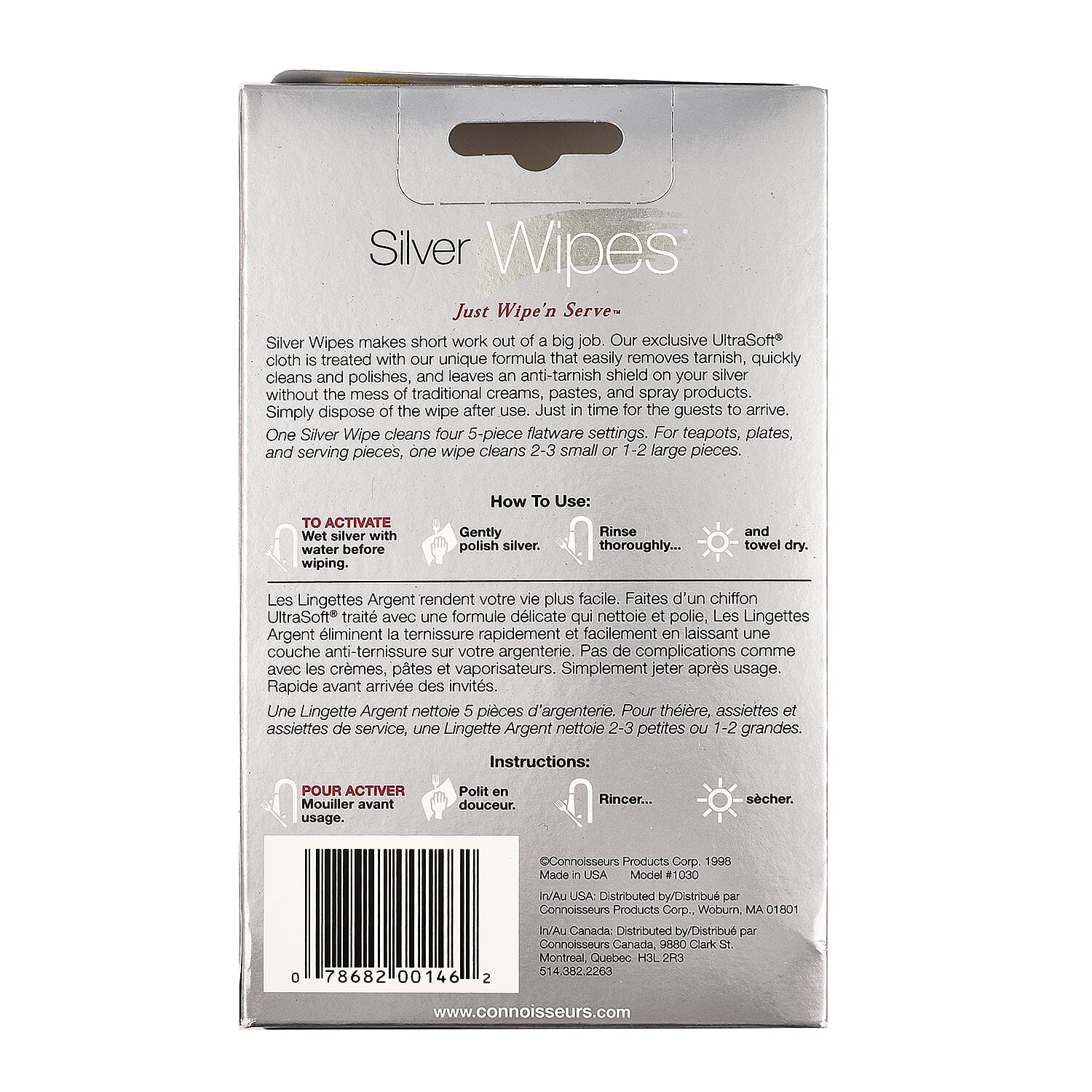 Set of 10 - Connoisseurs Silver Wipes Cleaner (Size 17x10 Cm) - Silver