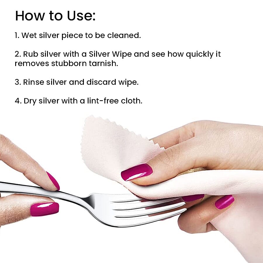 Set of 10 - Connoisseurs Silver Wipes Cleaner (Size 17x10 Cm) - Silver