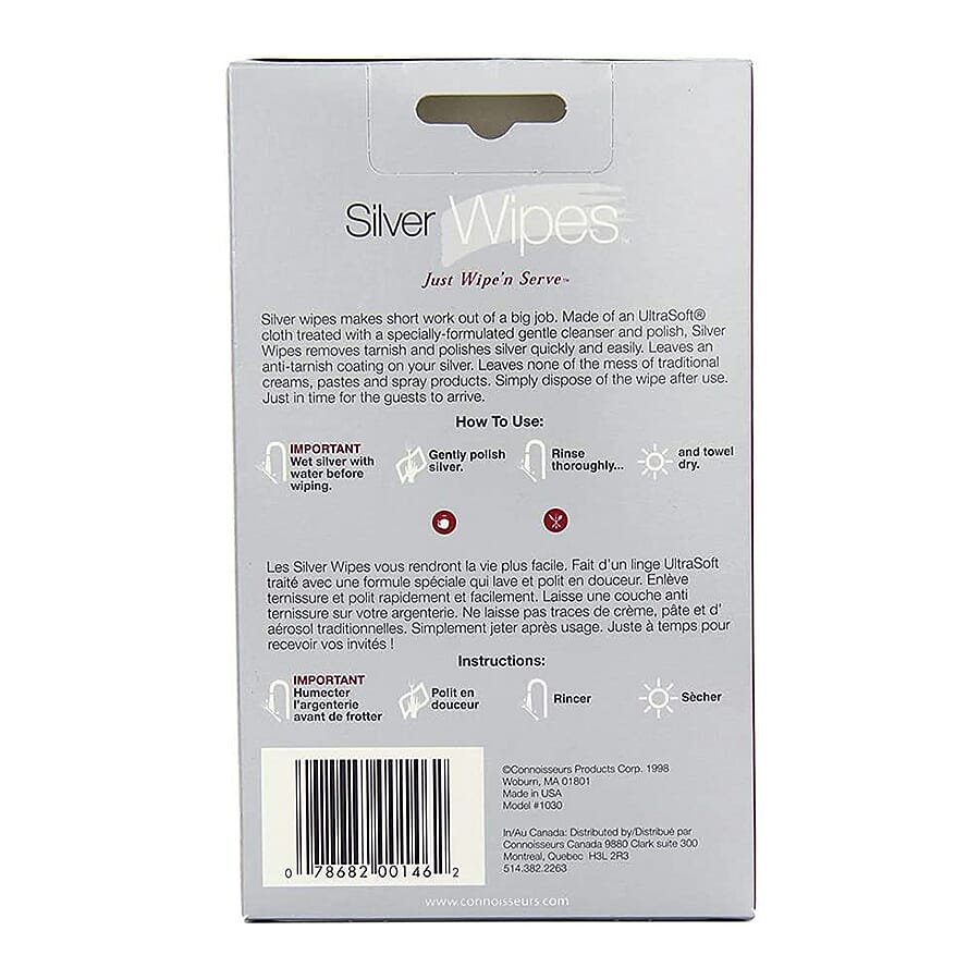Set of 10 - Connoisseurs Silver Wipes Cleaner (Size 17x10 Cm) - Silver