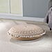 Cotton Floor Cushion with Embroidery and Pom Pom - Silver