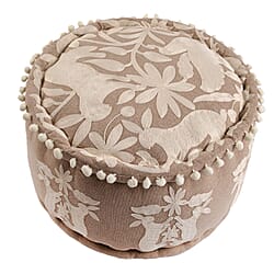 Cotton Embroidery Cushion Cover - Beige & Multicolor