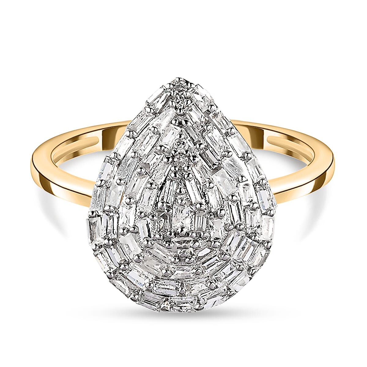 9K Yellow Gold SGL Certified Diamond (I1-I2-G-H) Cluster Ring 0.51 Ct.