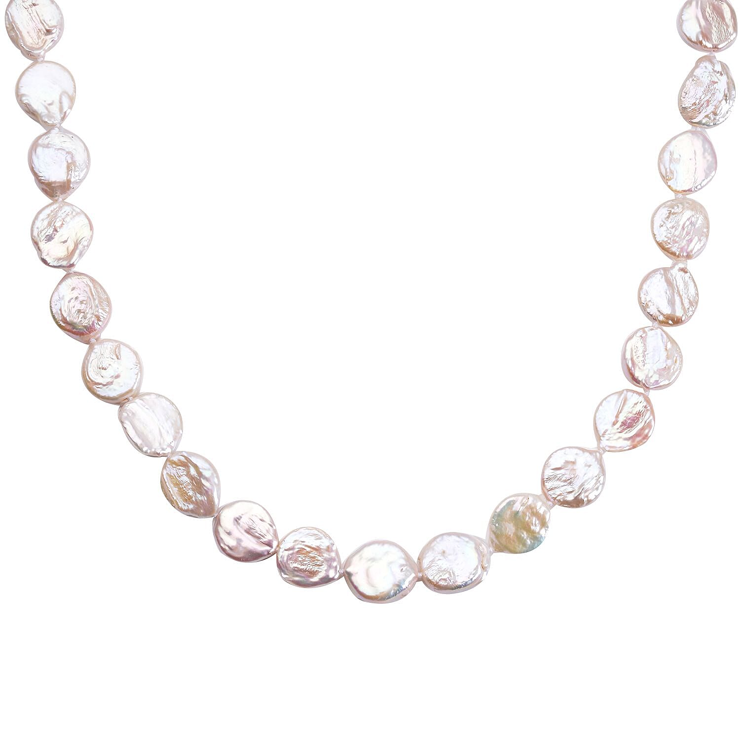 Multi Colour Keshi Pearl Necklace (Size - 36) With Magnetic Lock in Rhodium Overlay Sterling Silver