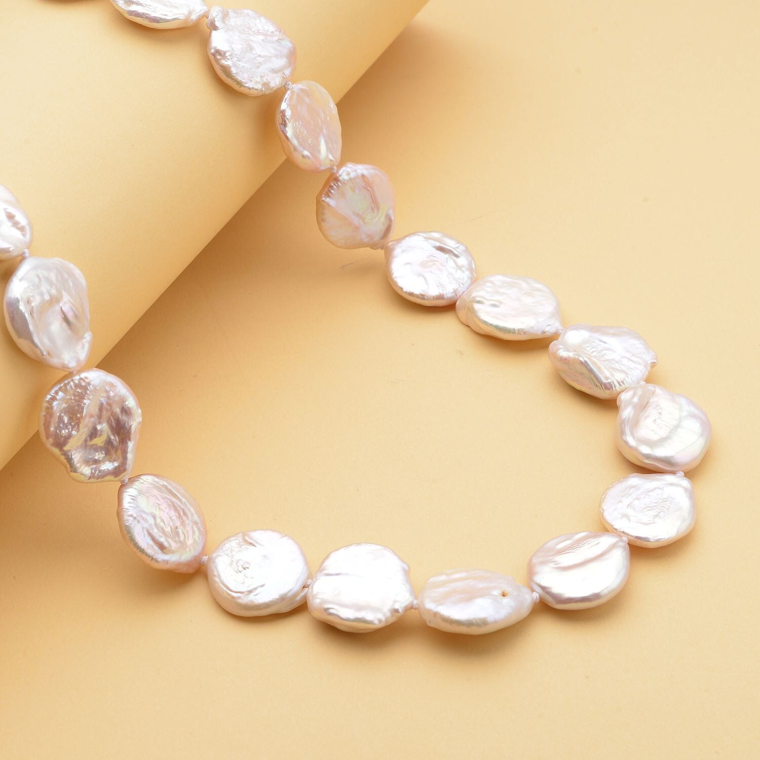 Multi Colour Keshi Pearl Necklace (Size - 36) With Magnetic Lock in Rhodium Overlay Sterling Silver