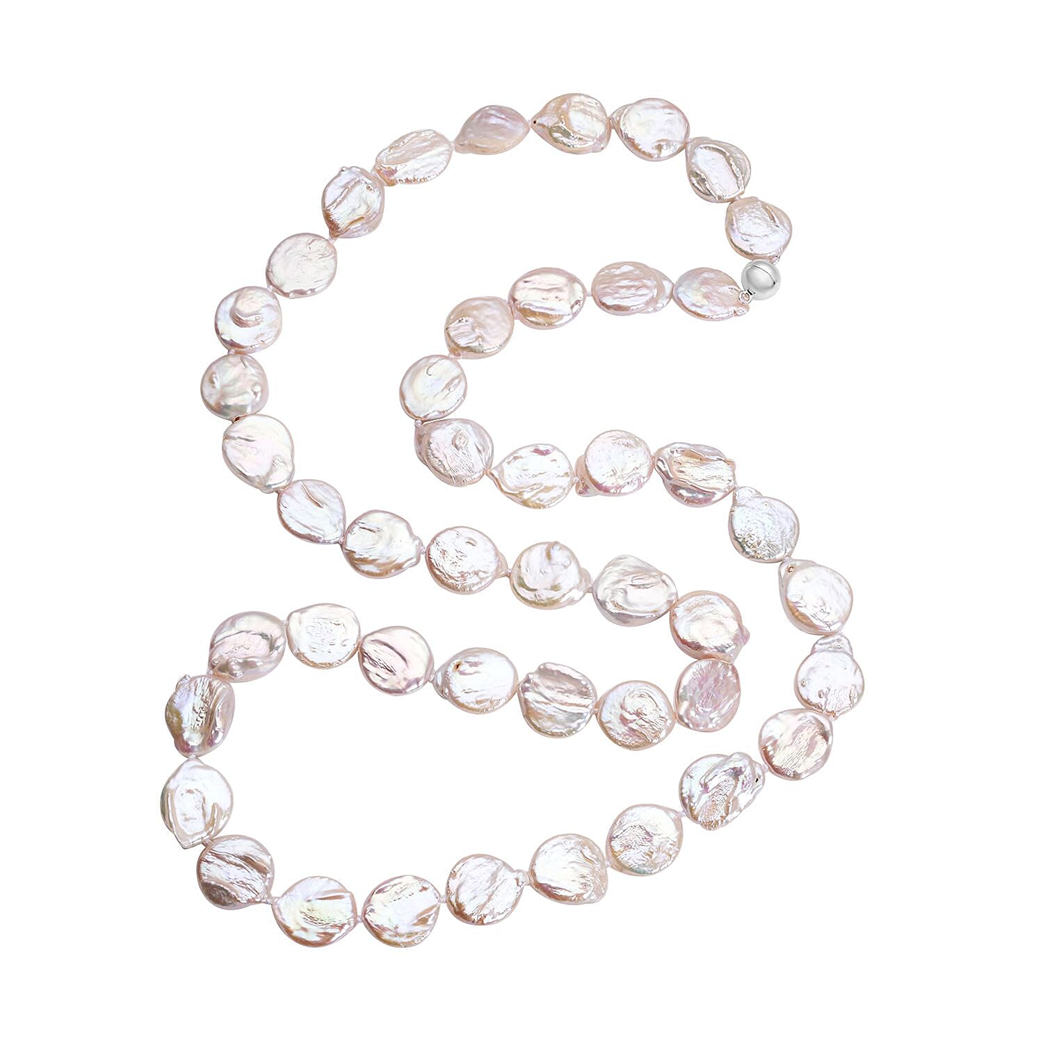 Multi Colour Keshi Pearl Necklace (Size - 36) With Magnetic Lock in Rhodium Overlay Sterling Silver