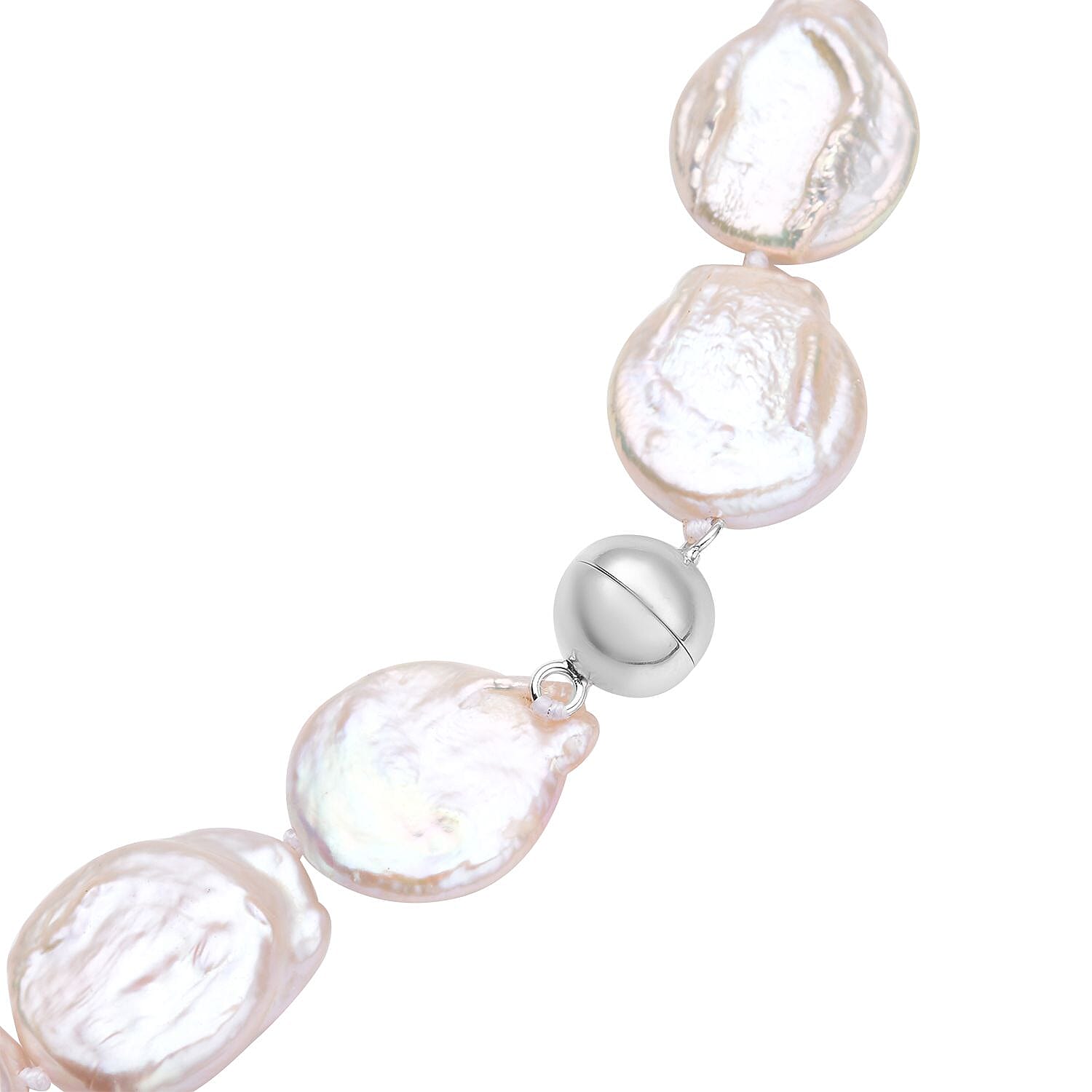 Multi Colour Keshi Pearl Necklace (Size - 36) With Magnetic Lock in Rhodium Overlay Sterling Silver