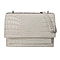 Super Find - Vegas Closeout Croc Embossed Crossbody Bag with Shoulder Chain Strap (Size 27x19x7 Cm) - Ivory