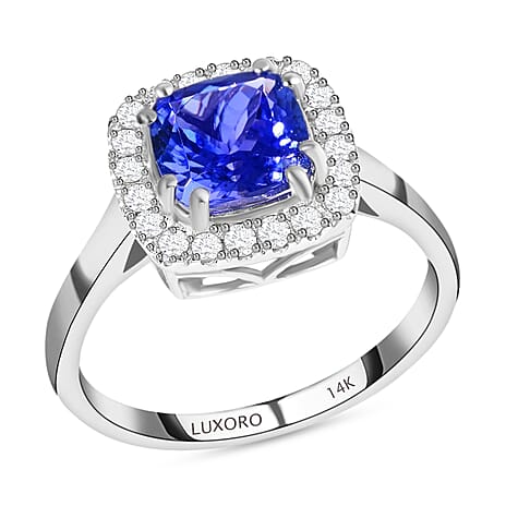 14K W Gold  AAA   Tanzanite ,  White Diamond  SI Ring 2.20 pc,  Gold Wt. 3.18 Gms  2.200  Ct.