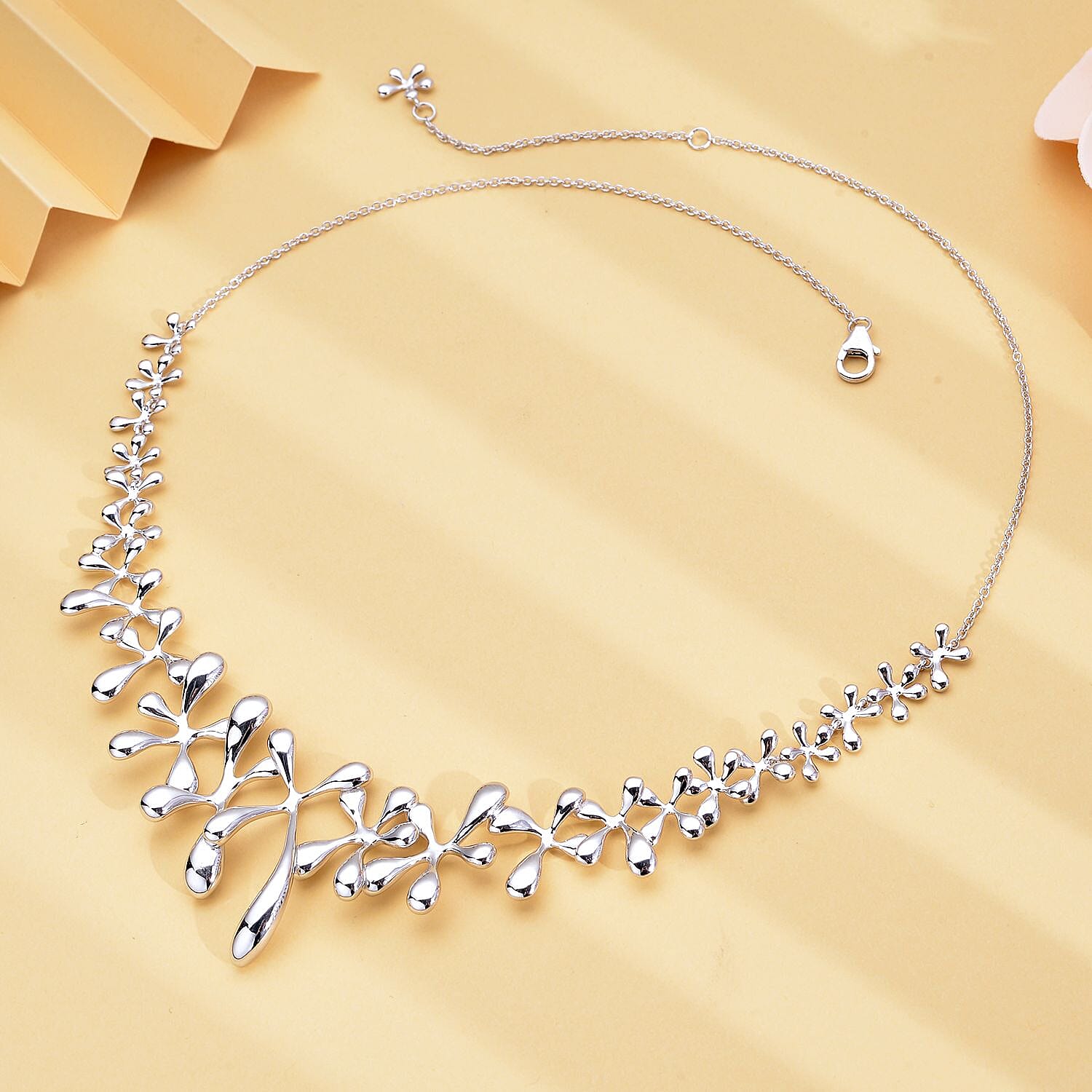 LucyQ Splash Collection - Rhodium Overlay Sterling Silver Necklace 31 Grams (Size - 18 / 20).