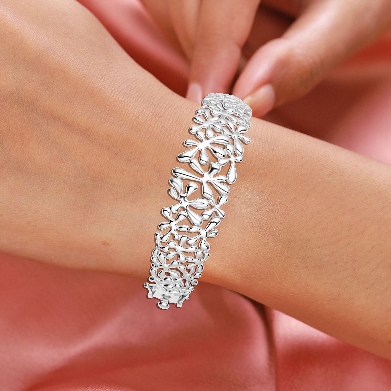LucyQ Splash Collection - Rhodium Overlay Sterling Silver Bangle