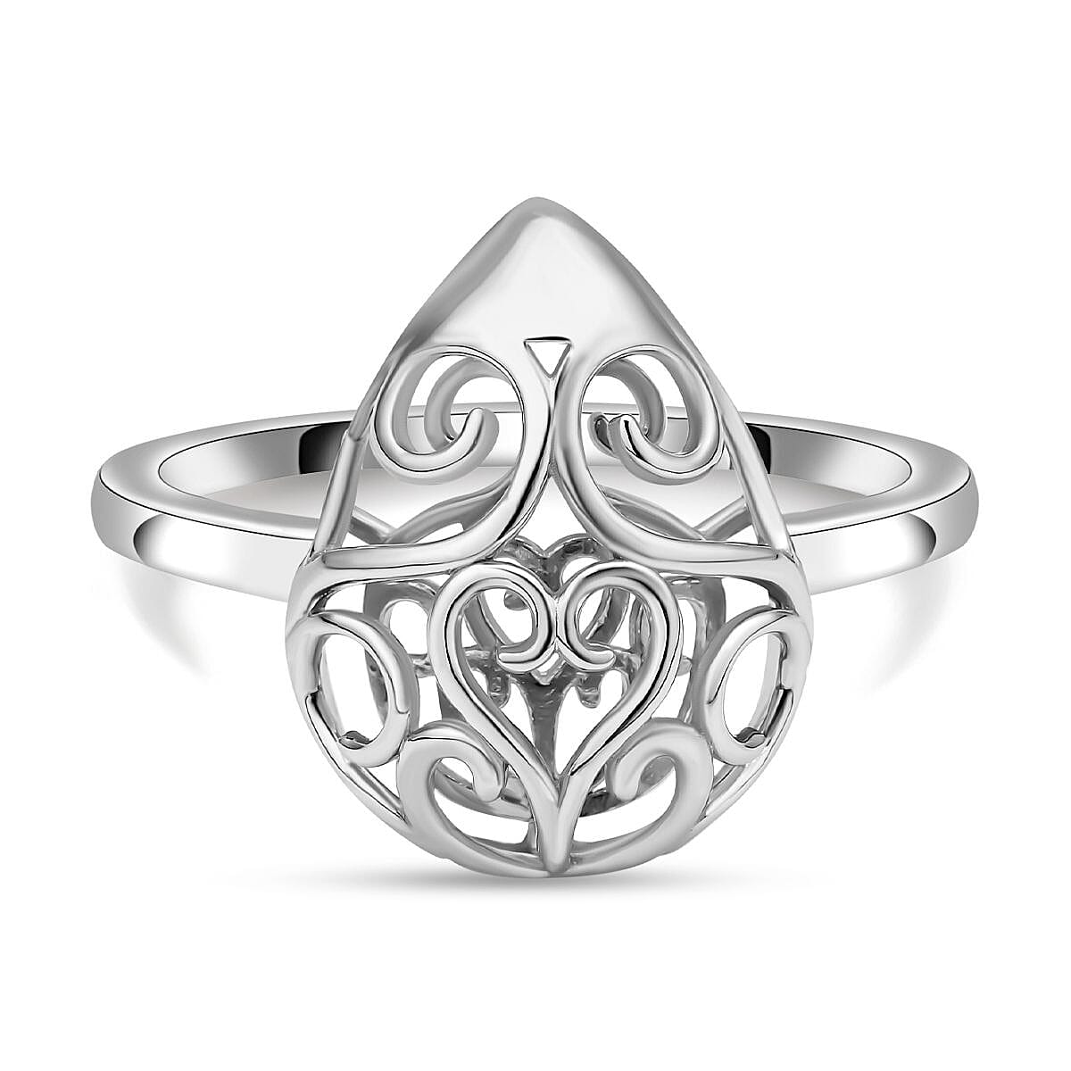 LucyQ Air Drip Collection - Rhodium Overlay Sterling Silver Rococo Ring