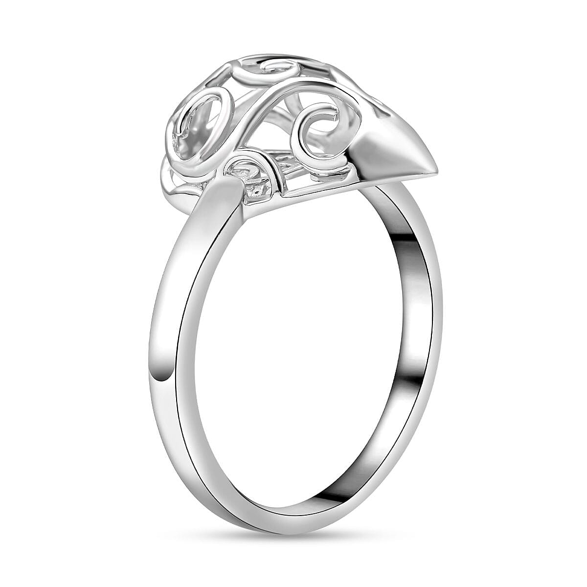 LucyQ Air Drip Collection - Rhodium Overlay Sterling Silver Rococo Ring