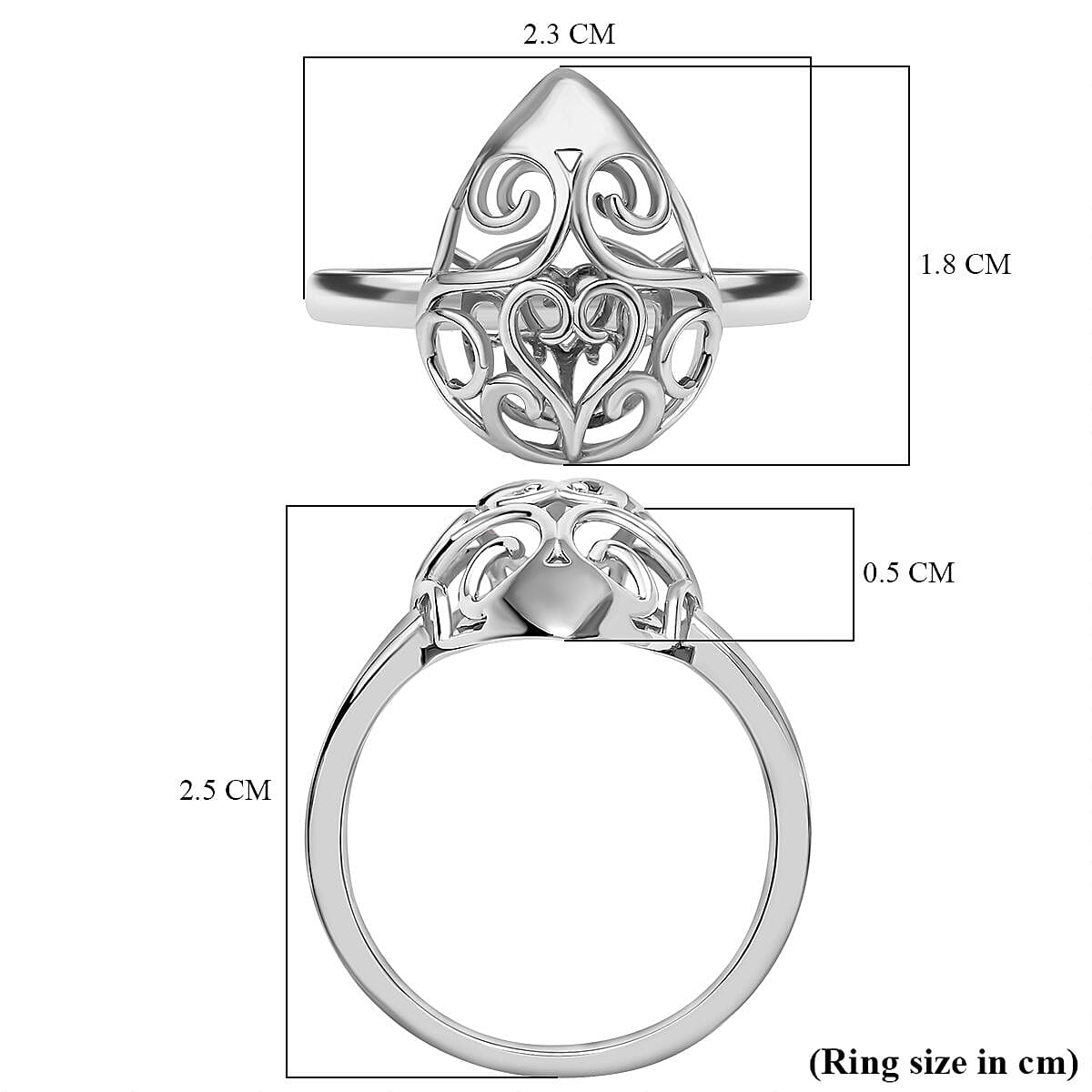 LucyQ Air Drip Collection - Rhodium Overlay Sterling Silver Rococo Ring