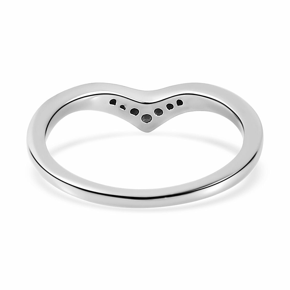 Blue Diamond Wishbone Ring in Platinum Overlay Sterling Silver