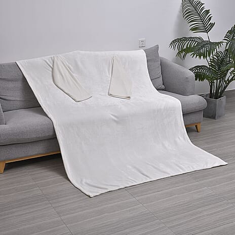 Homesmart Super Soft Flannel Blanket with Sleeves (Size 215x150 Cm) - White