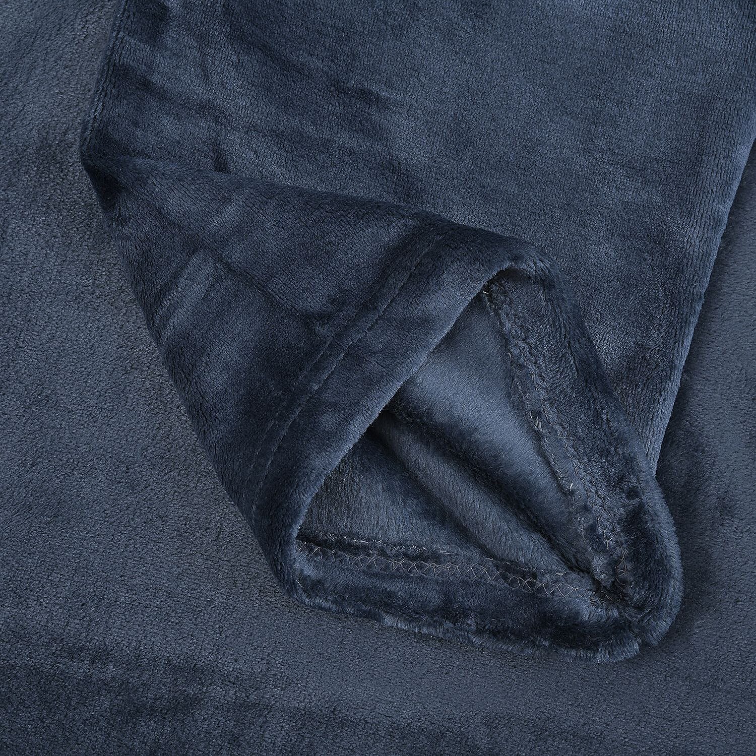 Homesmart Super Soft Flannel Blanket with Sleeves (Size 215x150 Cm) - Navy