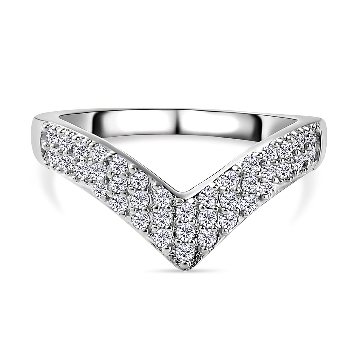 Moissanite Wishbone Ring in 18K Vermeil Yellow Gold Overlay Sterling Silver