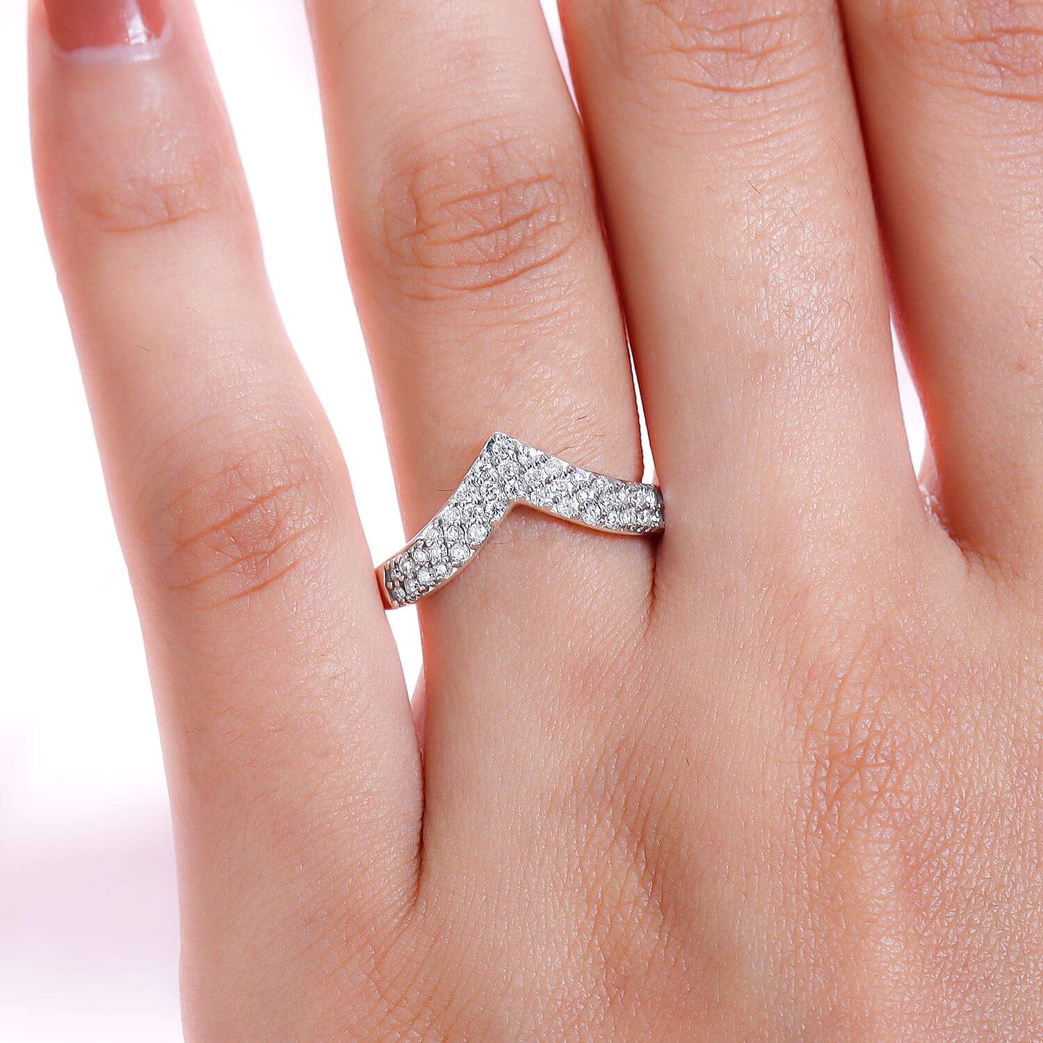 Moissanite Wishbone Ring in 18K Vermeil Yellow Gold Overlay Sterling Silver