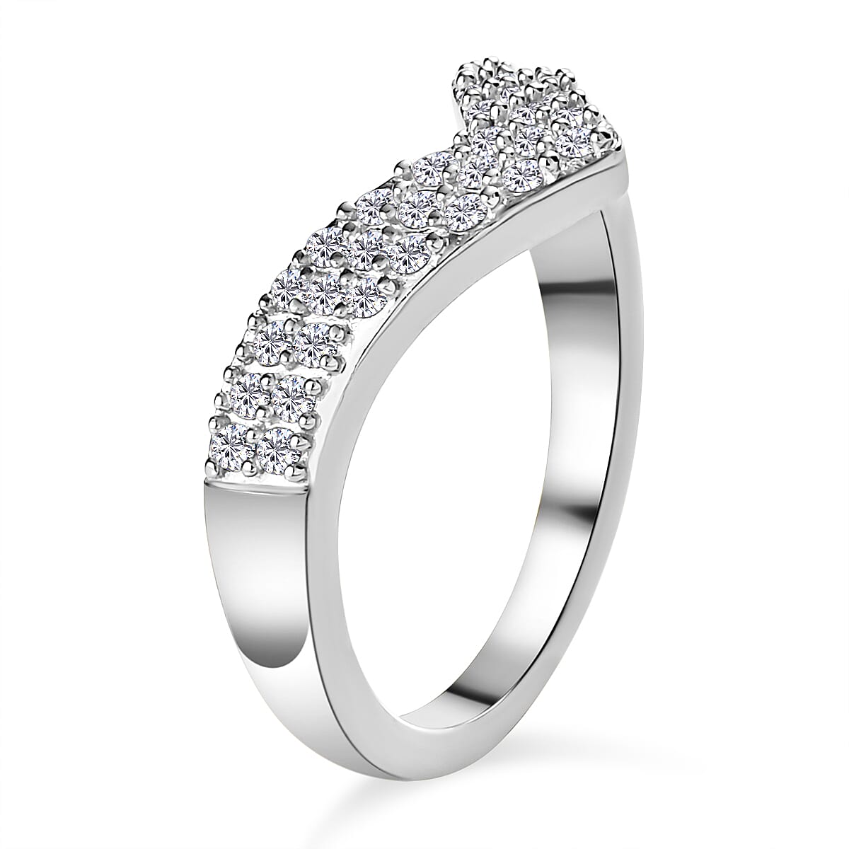 Moissanite Wishbone Ring in 18K Vermeil Yellow Gold Overlay Sterling Silver