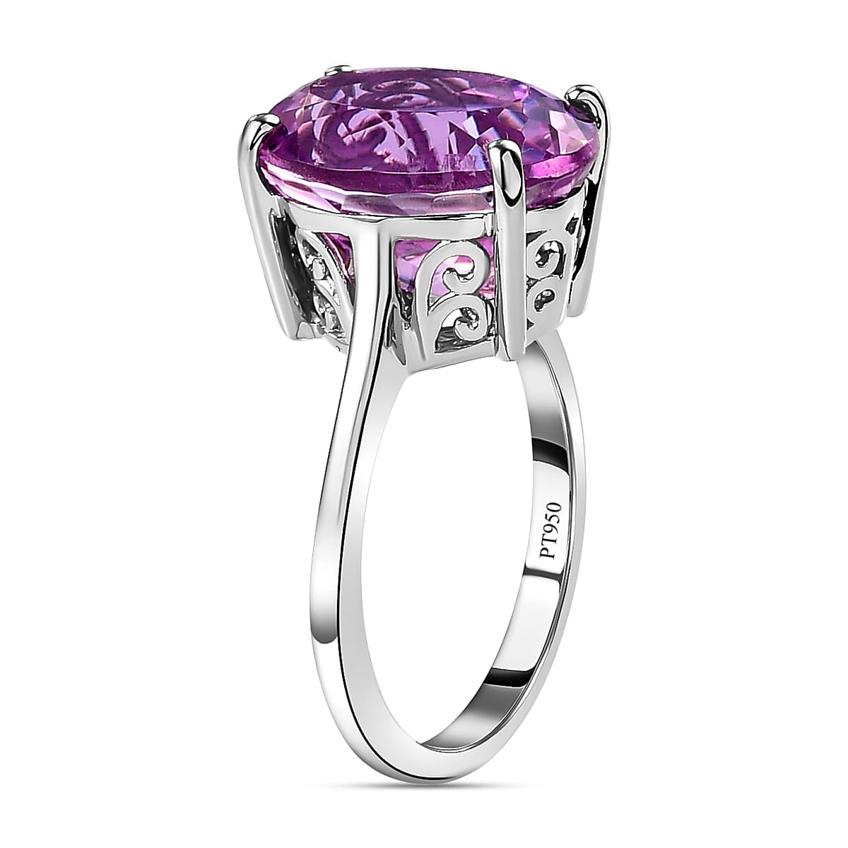 RHAPSODY 950 Platinum AAAA Kunzite Solitaire Ring 8.00 Ct, Platinum Wt. 5.32 Gms