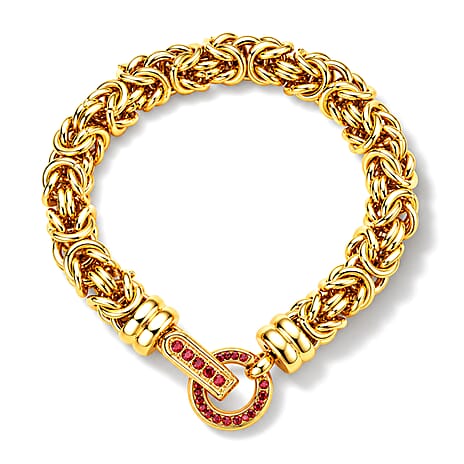 Red Crystal Byzantine Link Bracelet (Size - 7.5)