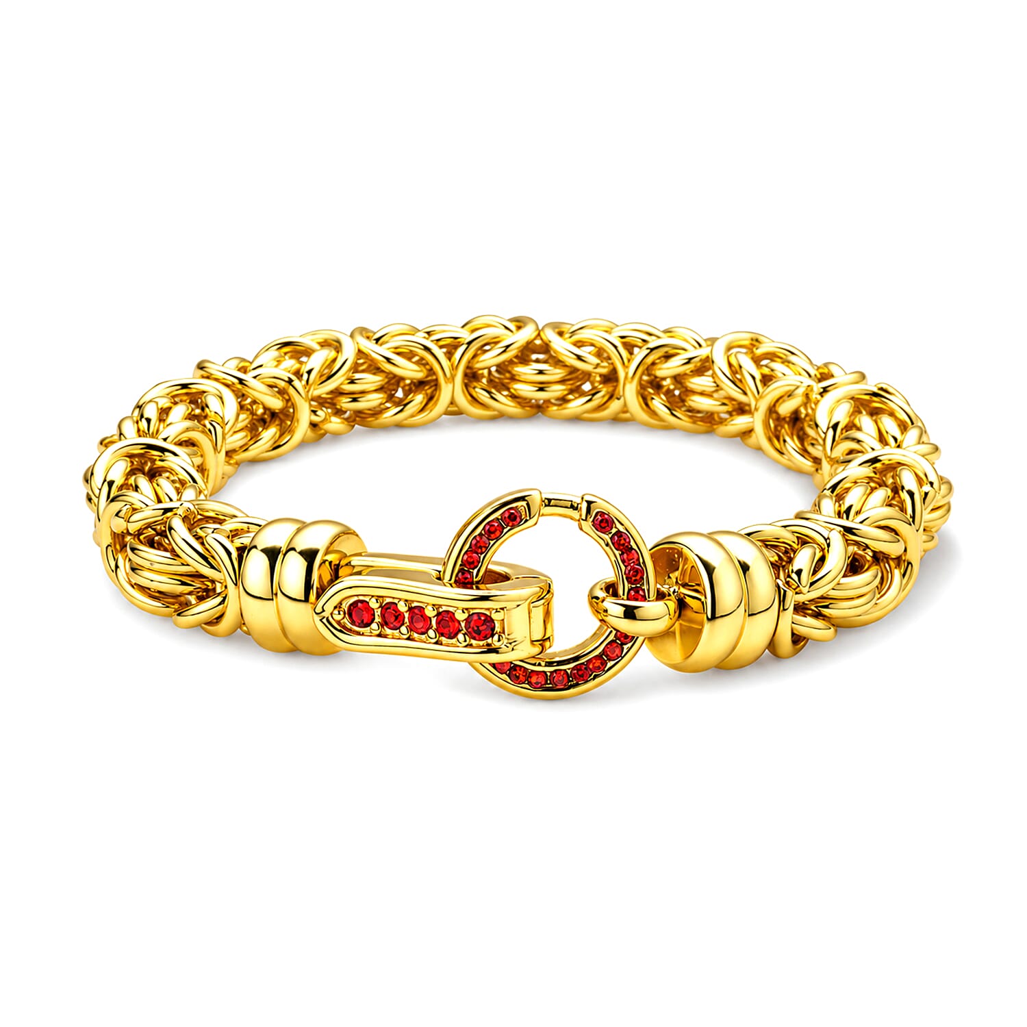 Red Crystal Byzantine Link Bracelet (Size - 7.5)