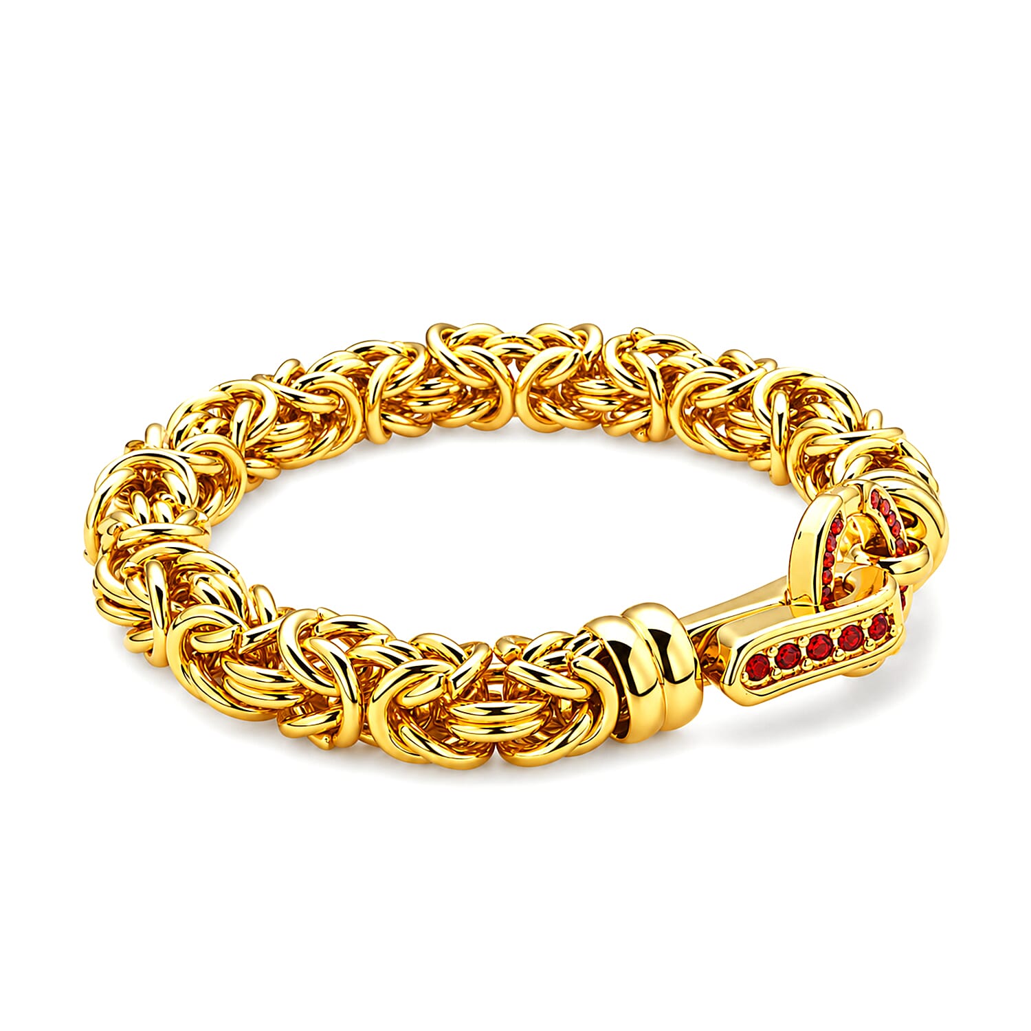Red Crystal Byzantine Link Bracelet (Size - 7.5)