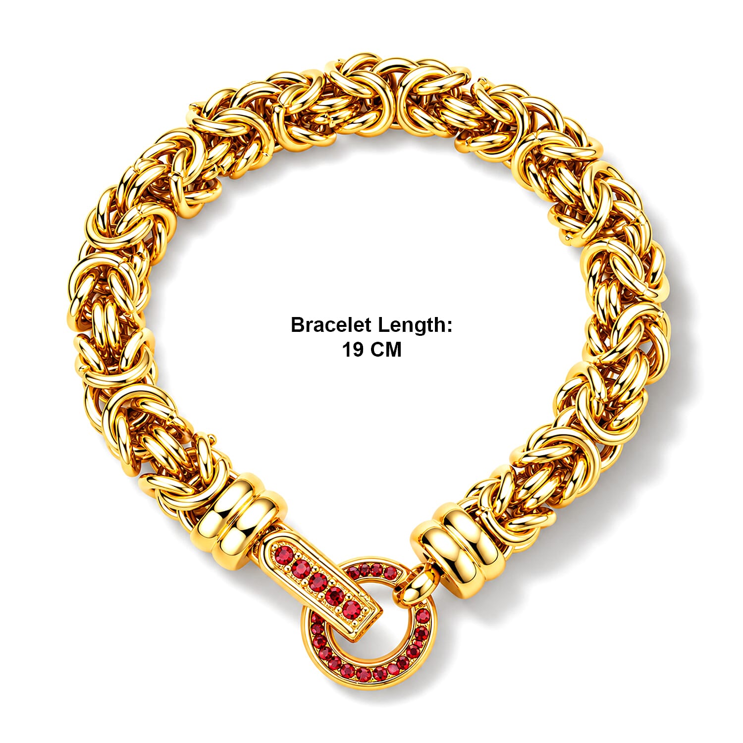 Red Crystal Byzantine Link Bracelet (Size - 7.5)