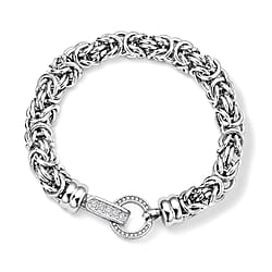 Blue Crystal Byzantine Link Bracelet (Size - 7.5)
