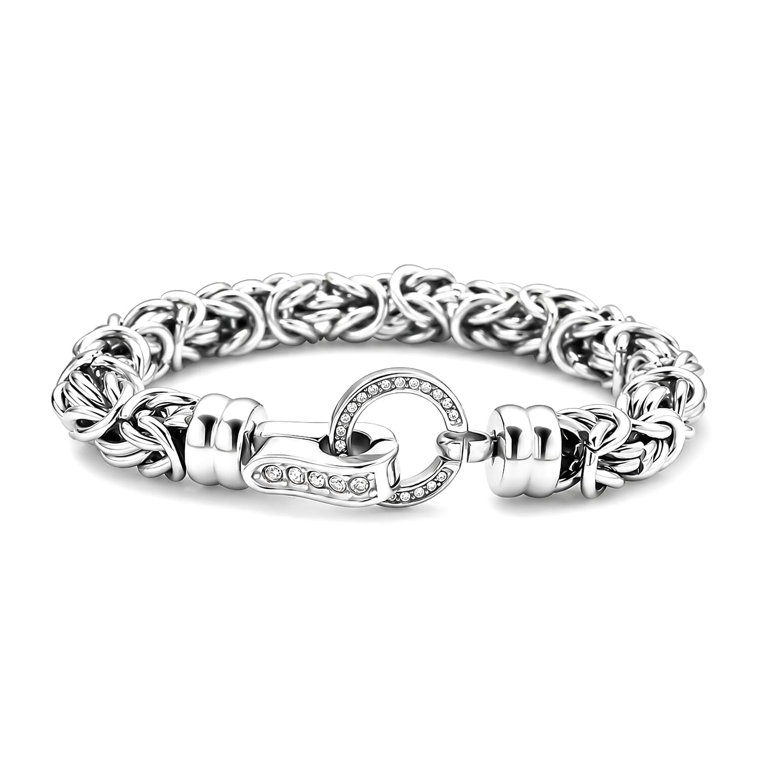 White Crystal Byzantine Link Bracelet (Size - 7.5)