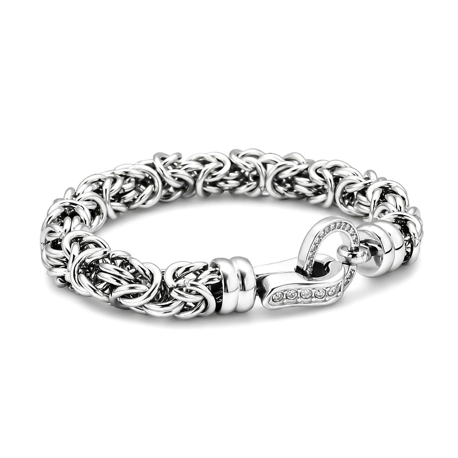 White Crystal Byzantine Link Bracelet (Size - 7.5)