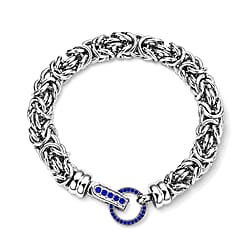 Blue Crystal Byzantine Link Bracelet (Size - 7.5)