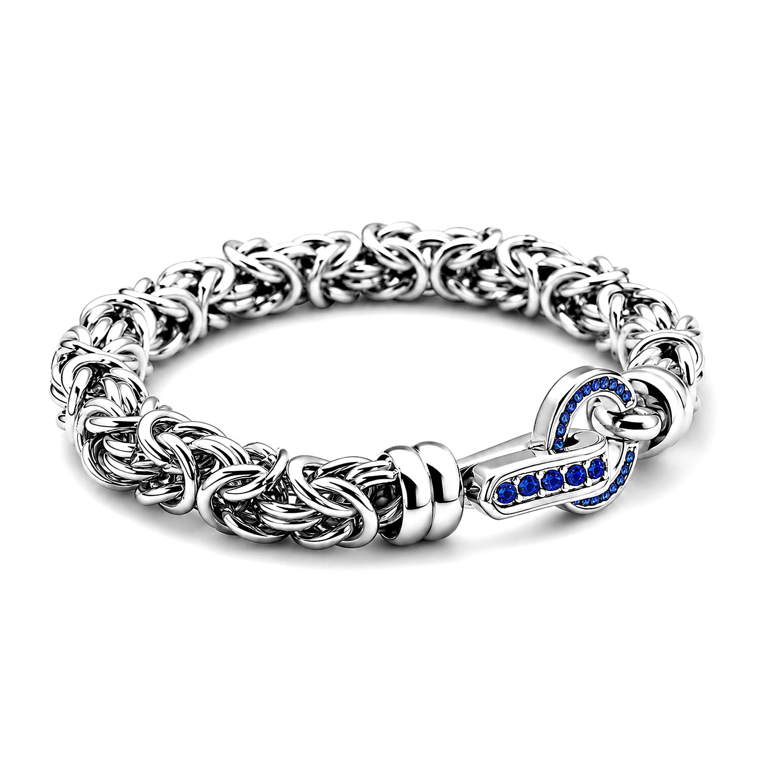 Blue Crystal Byzantine Link Bracelet (Size - 7.5)