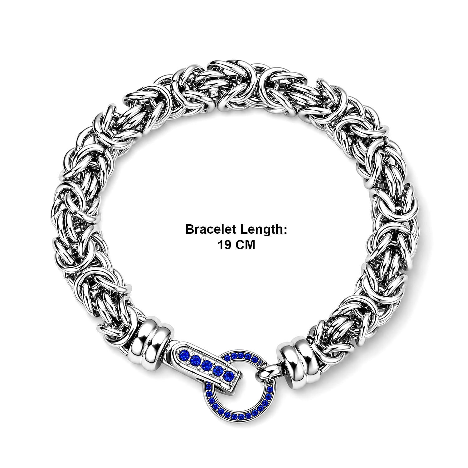 Blue Crystal Byzantine Link Bracelet (Size - 7.5)